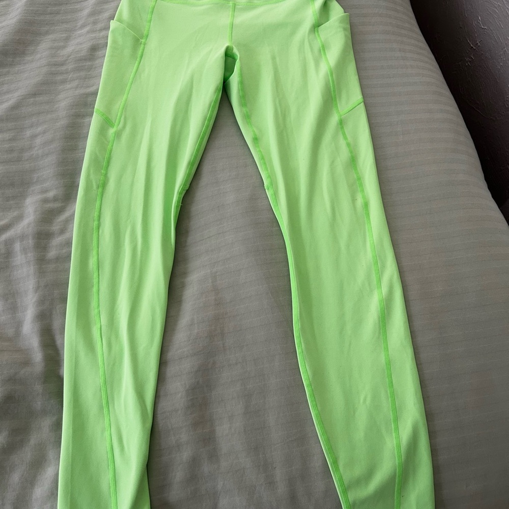 Neon green Fabletics PureLuxe high wasted leggings